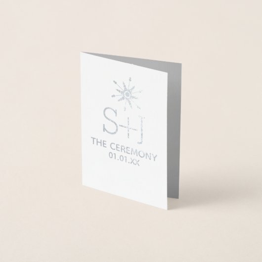 Winterschneeflocken-Zeremonie Hochzeitsprogramm Si Folienkarte (Vorderseite)