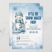 Winterschneeflocken zum Geburtstag werden Spaß mac Einladung (Vorne/Hinten)