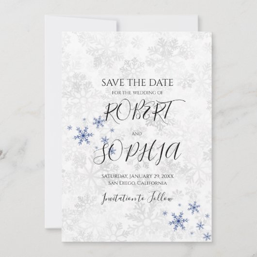 Winterschneeflockenhochzeit rettet das Datum Save The Date (Vorderseite)