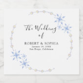 Winterschneeflockenhochzeit Schaumweinetikett (Einzelnes Label)