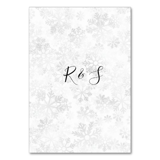 Winterschneeflockenhochzeit Tischnummer (Rückseite)