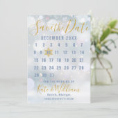 Winterschneeflockenkalender Save the Date Einladung (Stehend Vorderseite)