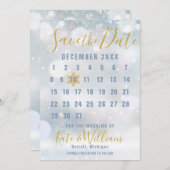 Winterschneeflockenkalender Save the Date Einladung (Vorne/Hinten)