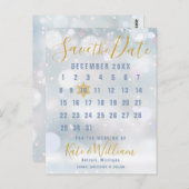 Winterschneeflockenkalender Save the Date Postkarte (Vorne/Hinten)