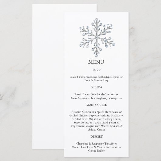 Winterschneeflockenmenü (weiß) menükarte (Vorne/Hinten)