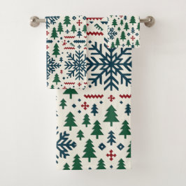 Winterschneeflockenmuster Badhandtuch Set