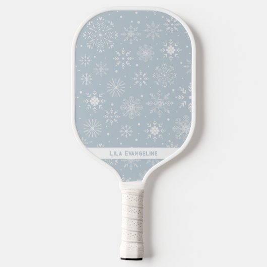 Winterschneeflockenmuster Individuelle Name Pickleball Schläger (Rückseite)