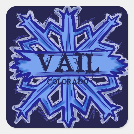 Winterschneeflocksticker Vail Colorado Quadratischer Aufkleber (Vorderseite)