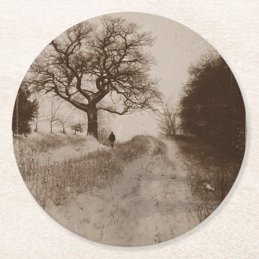 Winterschneefotografie Runder Pappuntersetzer (Vorderseite)