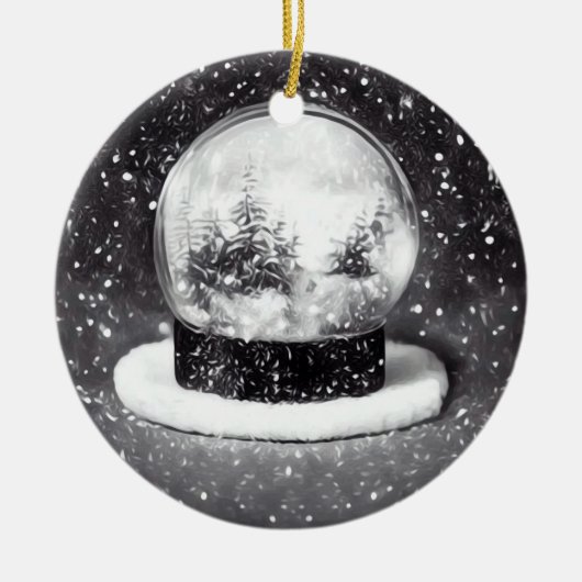 Winterschneeglobe Keramik Ornament (Vorne)
