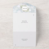 Winterschneegrün-Monogramm-Hochzeit All In One Einladung (Außenbereich)