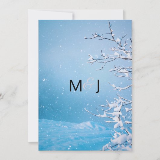 Winterschneehochzeit Einladung (Rückseite)