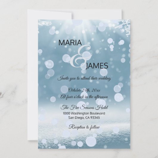 Winterschneehochzeit Einladung (Vorderseite)