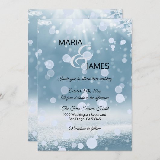 Winterschneehochzeit Einladung (Vorne/Hinten)