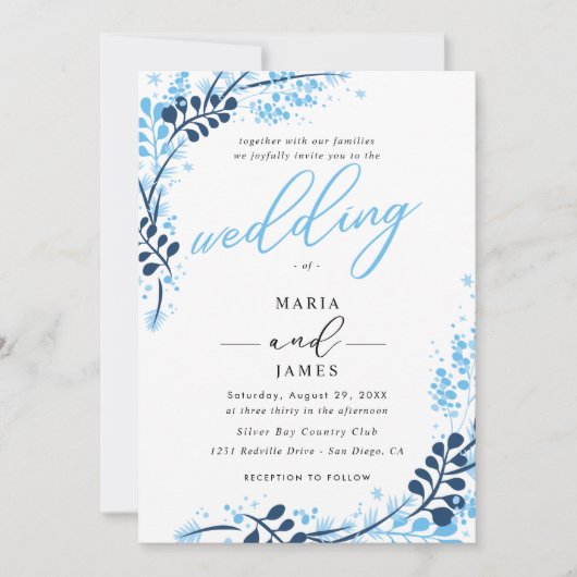 Winterschneehochzeit Einladung (Vorderseite)