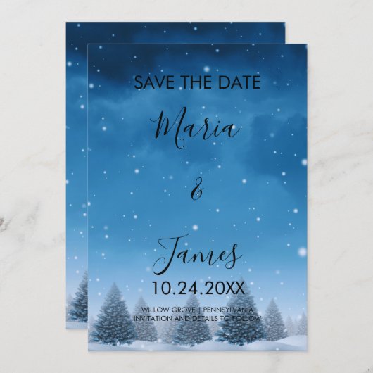Winterschneehochzeit Save The Date (Vorne/Hinten)