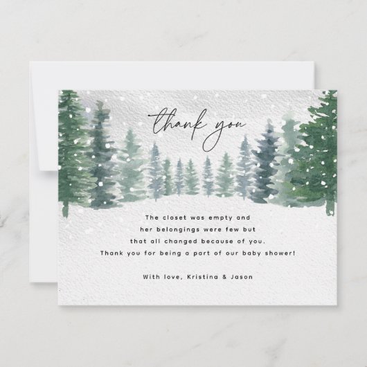 Winterschneejause Es ist kalte Außendusche Dankeskarte (Vorderseite)