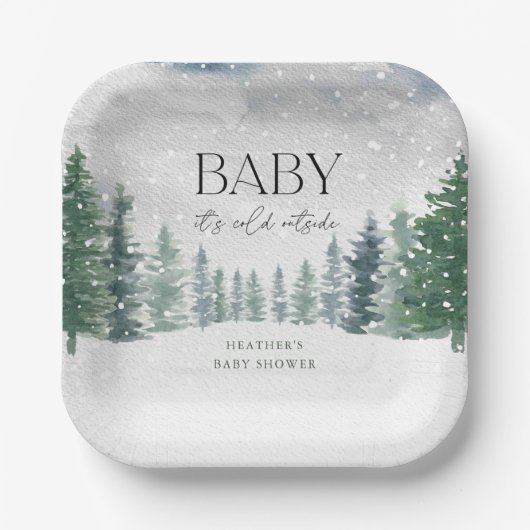 Winterschneejause Es ist kalte Außendusche Pappteller (Vorderseite)