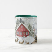 Winterschneekabine Waldwald Hirsche Tasse (Zentrum)