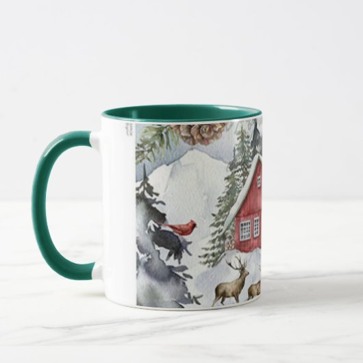 Winterschneekabine Waldwald Hirsche Tasse (Links)
