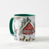 Winterschneekabine Waldwald Hirsche Tasse (Vorderseite Links)