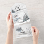 Winterschneekabine Weiße Fuchs Wunder Land All In One Einladung (Abreißen)