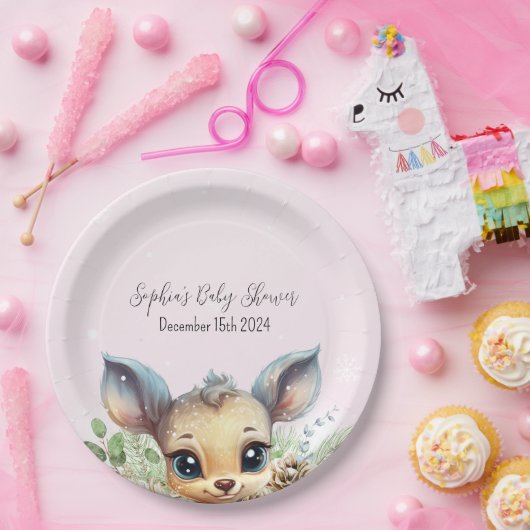 Winterschneekalte im Freien Rosa Babydusche Pappteller (Party)