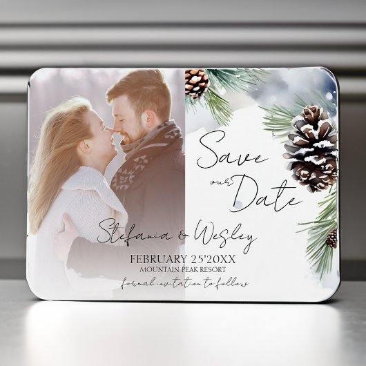 Winterschneekiefern Foto Save the Date Magnet