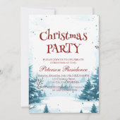 Winterschneekulisse Weihnachts-Party Einladung (Vorderseite)