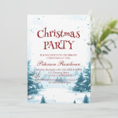 Winterschneekulisse Weihnachts-Party Einladung (Stehend Vorderseite)