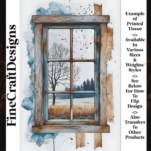 Winterschneelandschaft durch Fenster AN2 Decoupage Seidenpapier