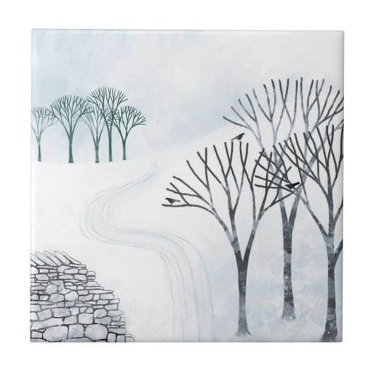 Winterschneelandschaft Fliese (Vorderseite)