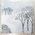Winterschneelandschaft Fliese<br><div class="desc">Eine schneebedeckte Winterlandschaft mit Bäumen und einer trockenen Steinmauer. Brr! Originelle Kunst von Nic Squirrell.</div>