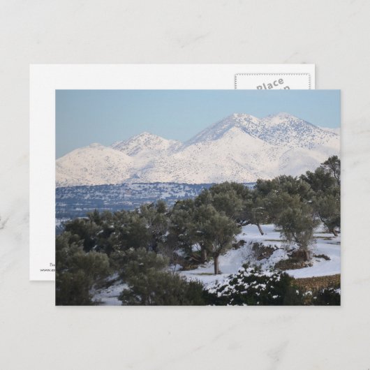 Winterschneelandschaft - Griechenland Postkarte (Vorne/Hinten)