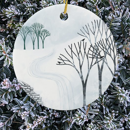 Winterschneelandschaft Keramik Ornament