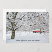 Winterschneelandschaft & Roter LKW Feiertagskarte (Vorne/Hinten)