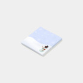 Winterschneemann mit Schneeflocken Post-it Klebezettel (angewinkelt)