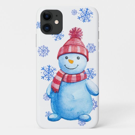 Winterschneemann und Schneeflocken Case-Mate iPhone Hülle (Rückseite)