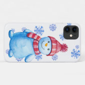 Winterschneemann und Schneeflocken Case-Mate iPhone Hülle (Rückseite (Horizontal))