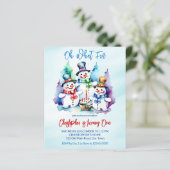 Winterschneemänner laden zur Geburtstagsparty ein (Stehend Vorderseite)