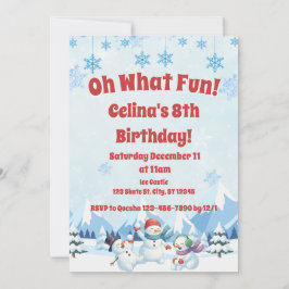 Winterschneemänner zum Geburtstag "Oh was Spaß" Einladung
