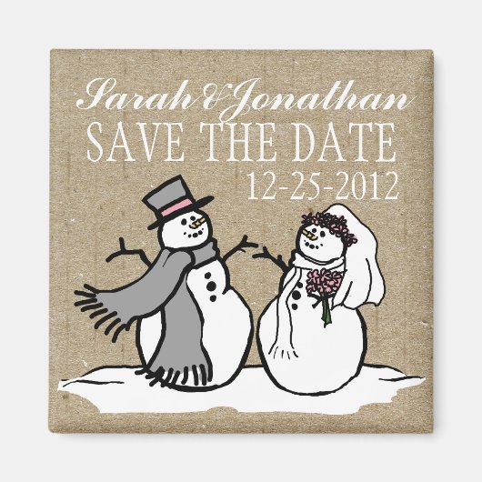 Winterschneemobil und Bräutigam Save the Date Magnet (Vorne)
