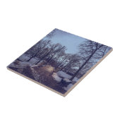 Winterschneepark im Abend Fliese (Seite)