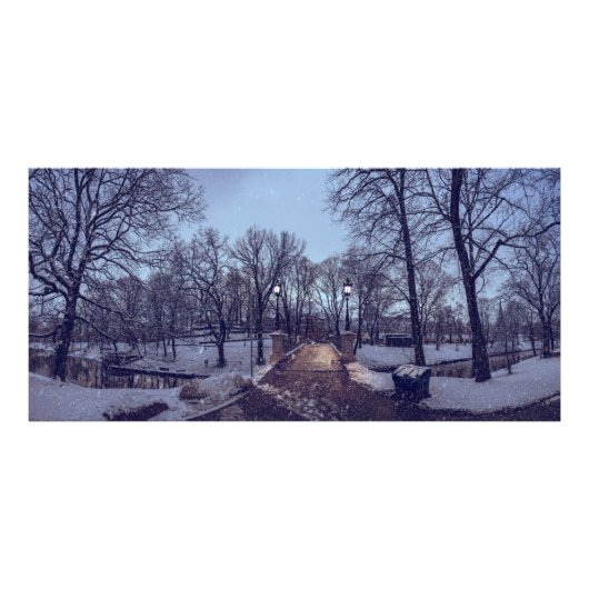 Winterschneepark im Abend Fotodruck (Vorne)