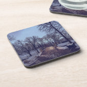 Winterschneepark im Abend Getränkeuntersetzer (Linke Seite)