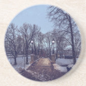 Winterschneepark im Abend Getränkeuntersetzer (Vorne)