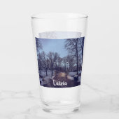 Winterschneepark im Abend Glas (Rückseite)