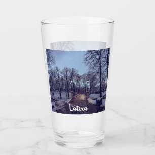 Winterschneepark im Abend Glas