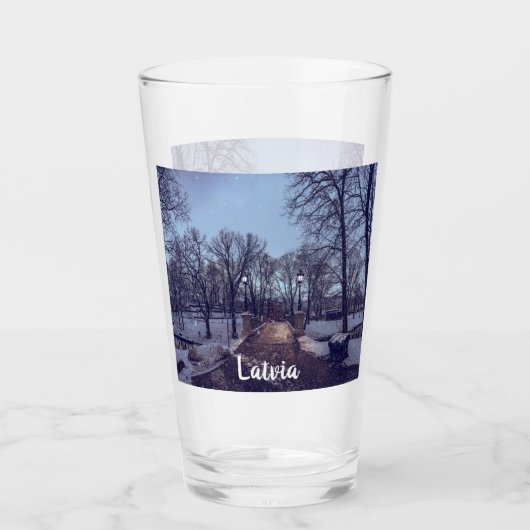 Winterschneepark im Abend Glas (Vorderseite)