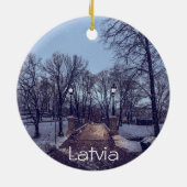Winterschneepark im Abend Keramik Ornament (Hinten)